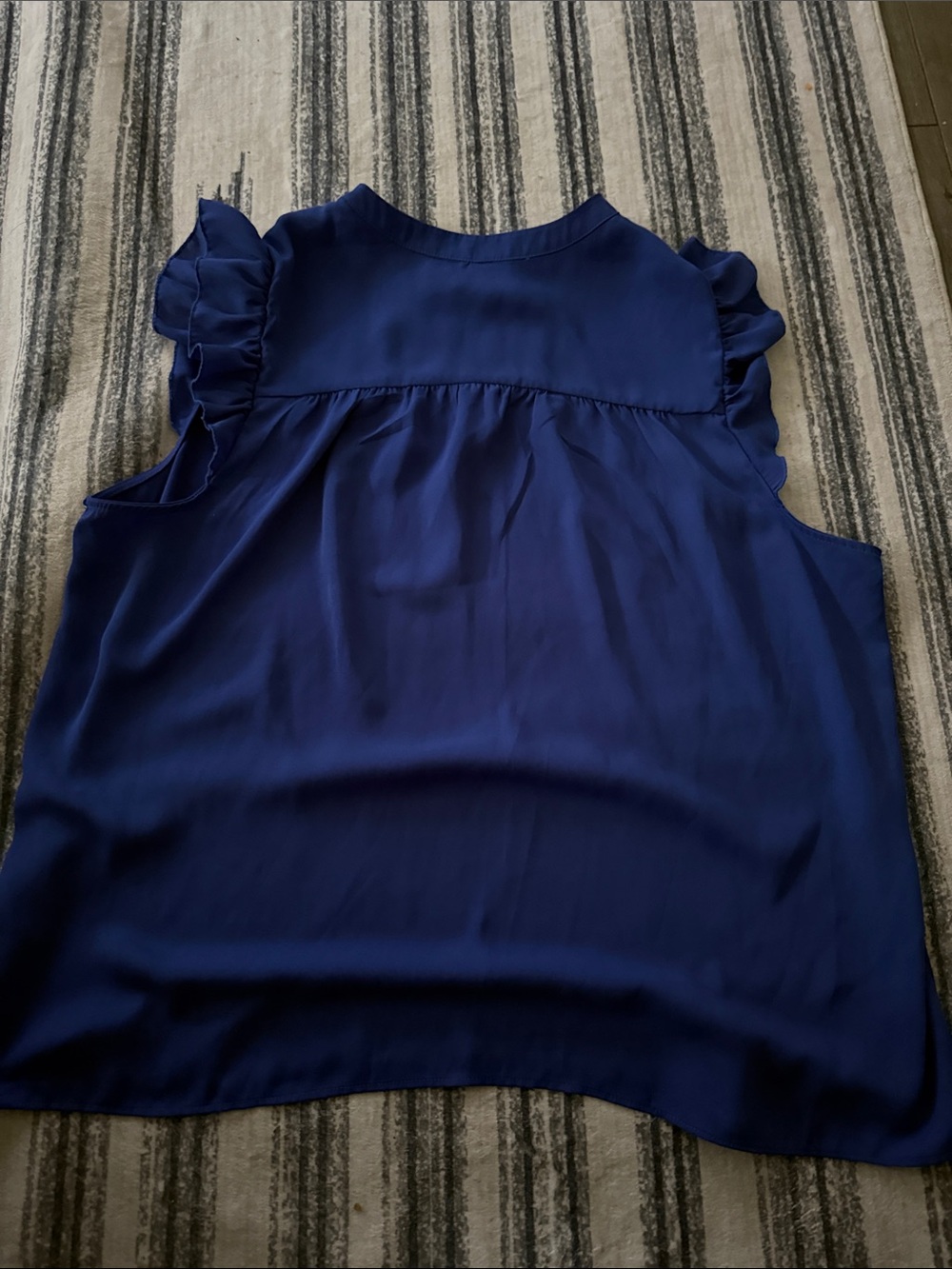 Cobalt Blue Ruffled Sleeve Shell Top - Picture 2 of 2